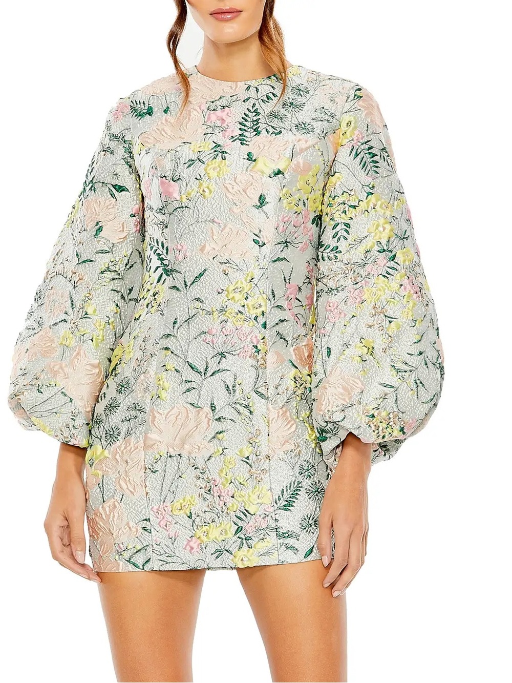 Mac Duggal Floral Brocade Puff Sleeve Fitted Mini Dress NWT $458 size 0